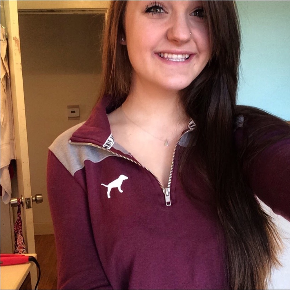 VS Pink pull over sweatshirt, half zip